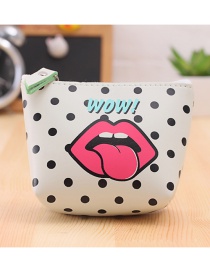 Lovely White Lip Pattern Decorated Simple Wallet