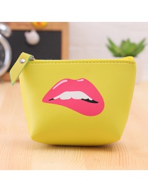 Lovely Yellow Lip Pattern Decorated Simple Wallet