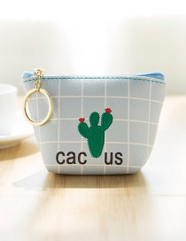 Lovely Blue Cactus Pattern Decorated Simple Wallet