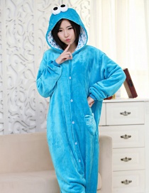 Fashion Blue Eyes Shape Decorated Pure Color Nightgown