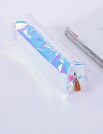Elegant Blue Tassel Decorated Pure Color Simple Pencil Case