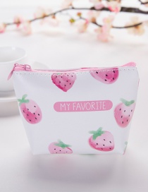 Elegant White Strawberry Pattern Decorated Pure Color Wallet